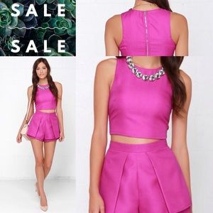 Lulus “at daybreak” pink two piece short and top